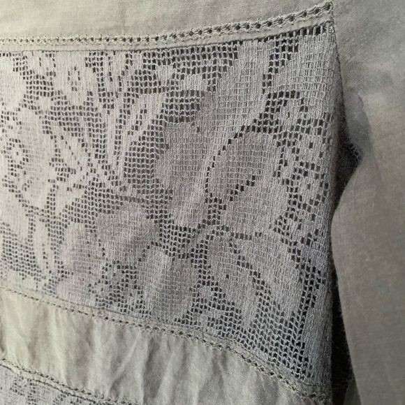 L.O.G.G. by H&M Mushroom Gray Cotton and Lace Top - Picture 4 of 11